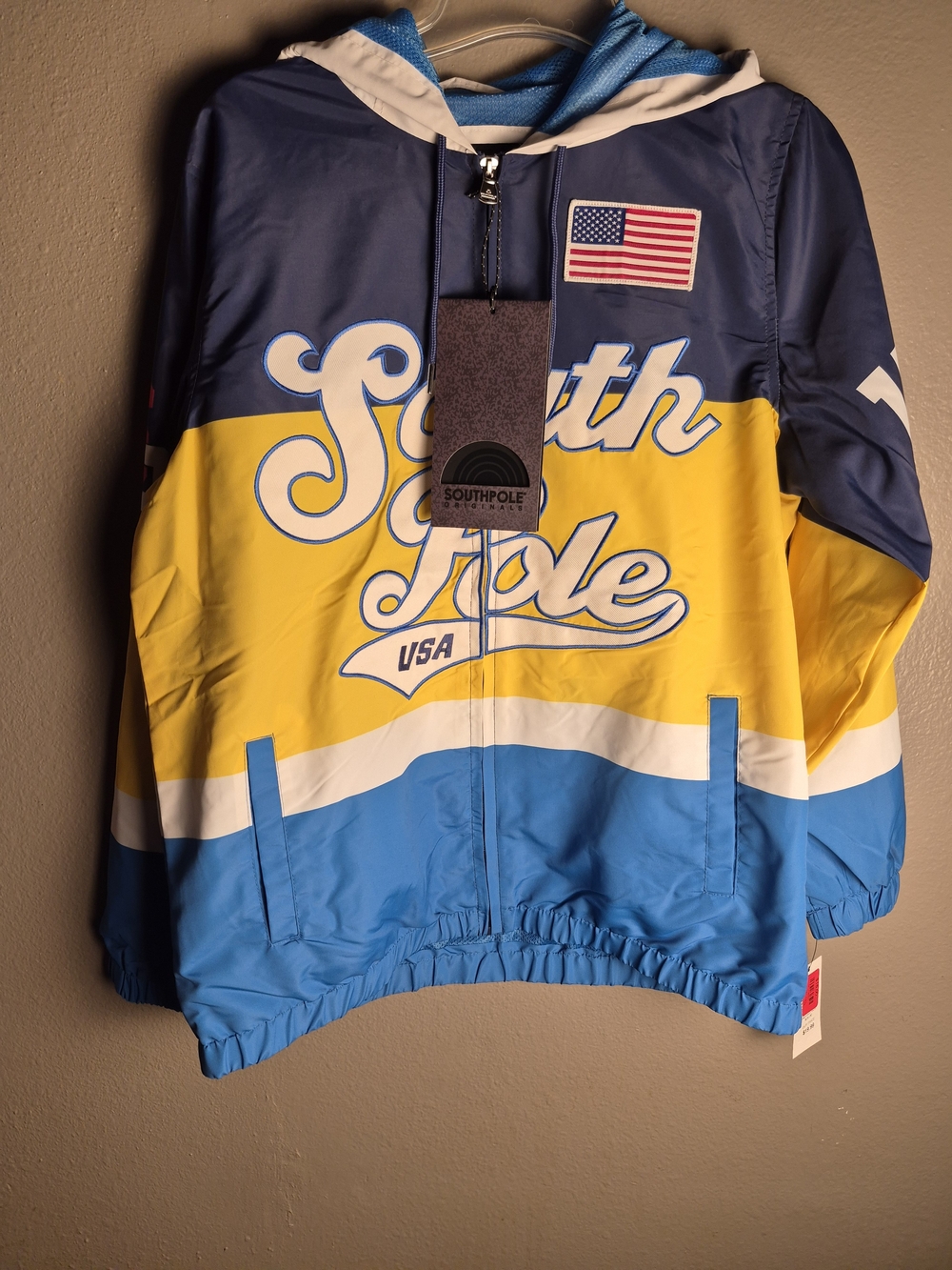 South Pole Colorblock Windbreaker Jacket - Navy/Yellow/Blue